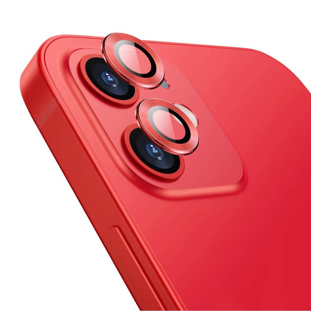Proteggilente in vetro temperato alluminio iPhone 12/12 Mini Rosso