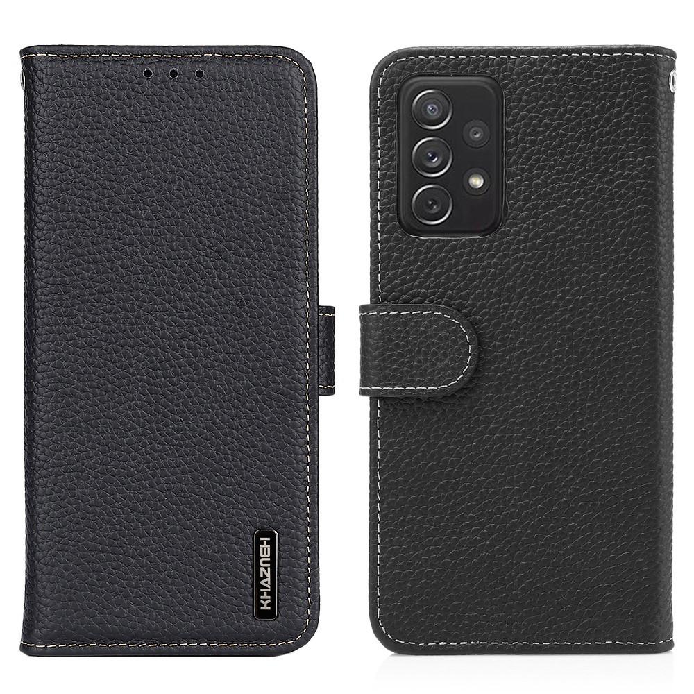 Real Leather Wallet Samsung Galaxy A72 5G Black