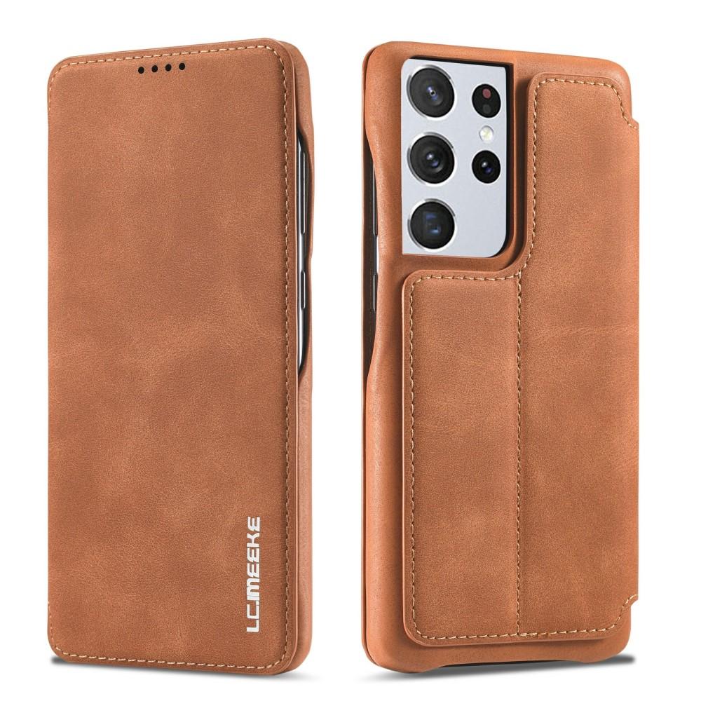 Custodie a portafoglio sottili Samsung Galaxy S21 Ultra Cognac