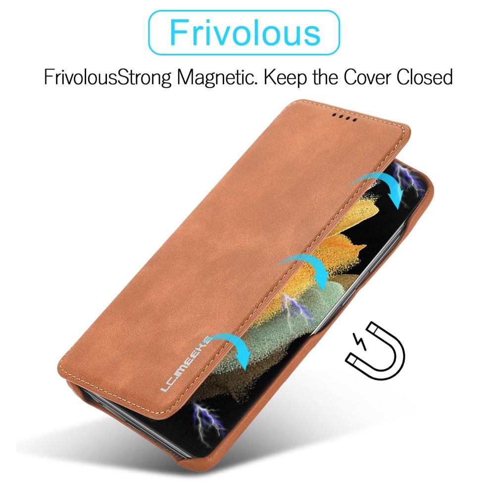 Custodie a portafoglio sottili Samsung Galaxy S21 Ultra Cognac