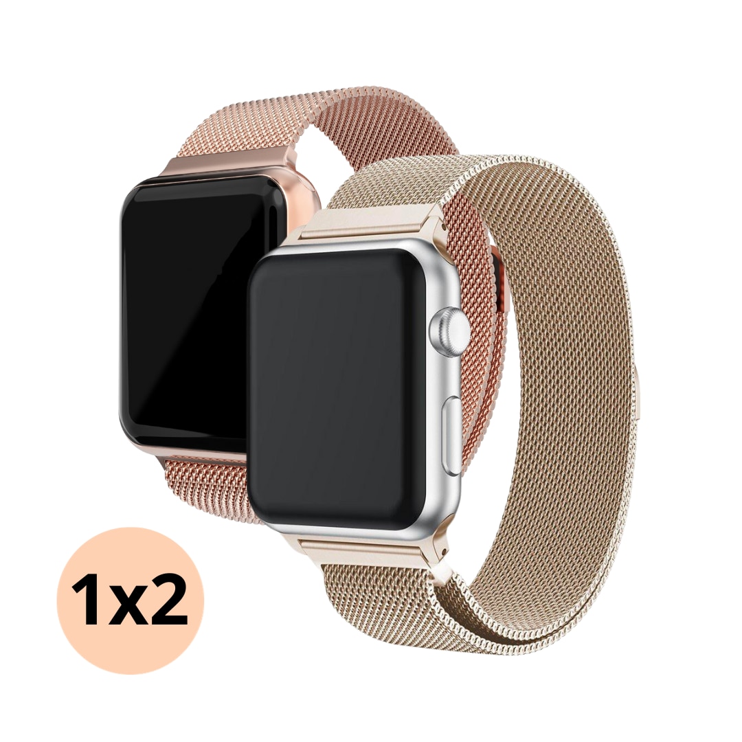 Kit per Apple Watch 42mm Cinturino in maglia milanese champagne oro & oro rosa