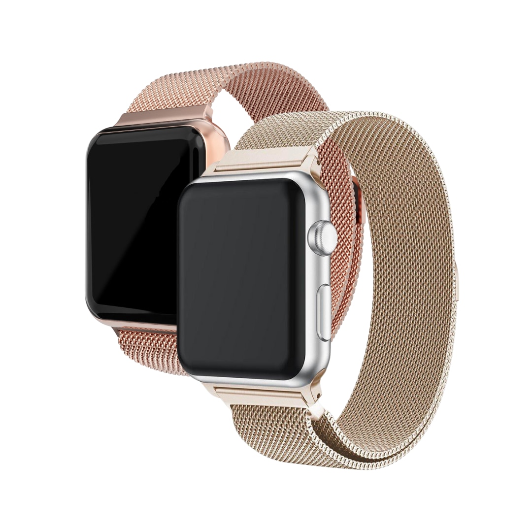 Kit per Apple Watch SE 3 44mm Cinturino in maglia milanese champagne oro & oro rosa