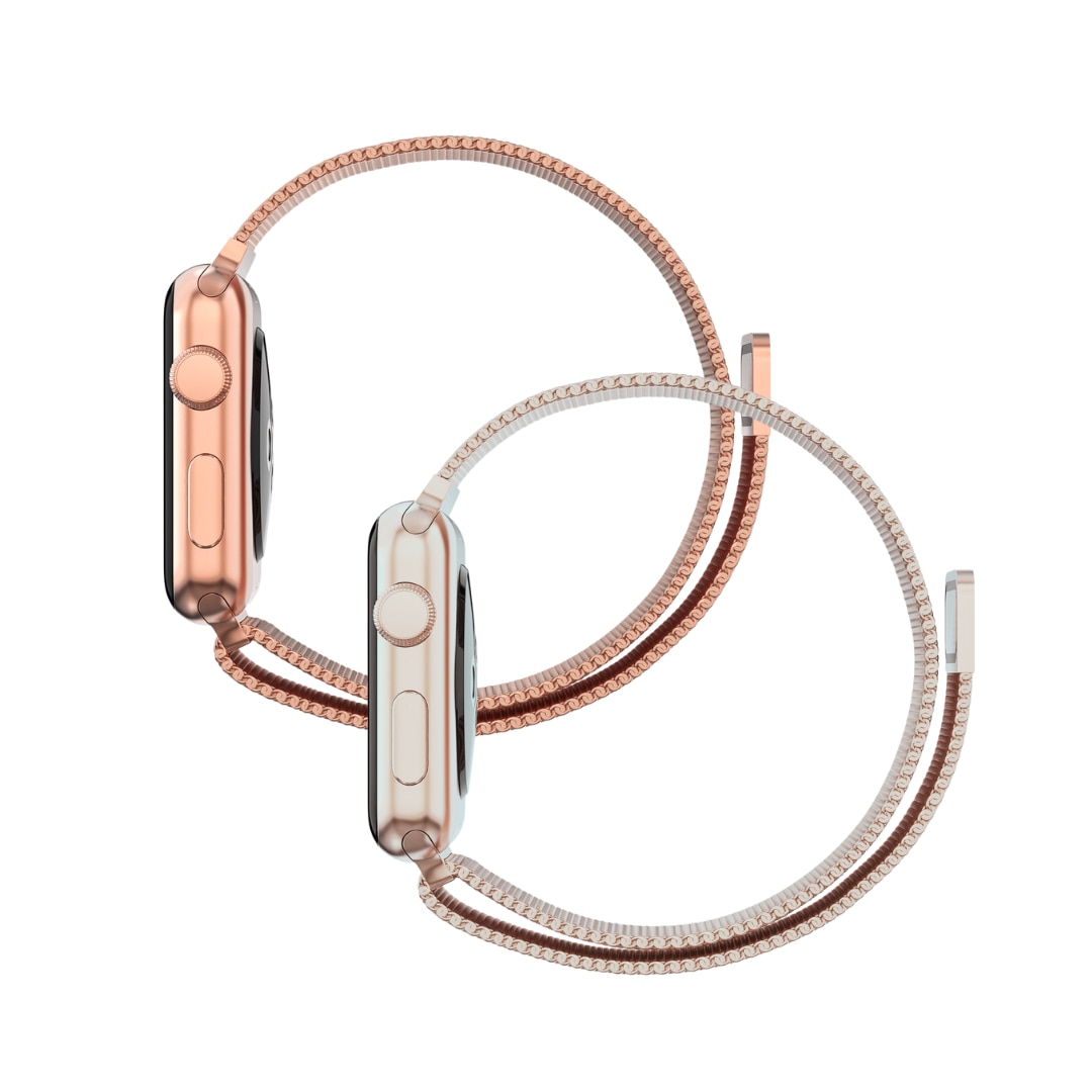 Kit per Apple Watch Ultra 49mm Cinturino in maglia milanese champagne oro & oro rosa