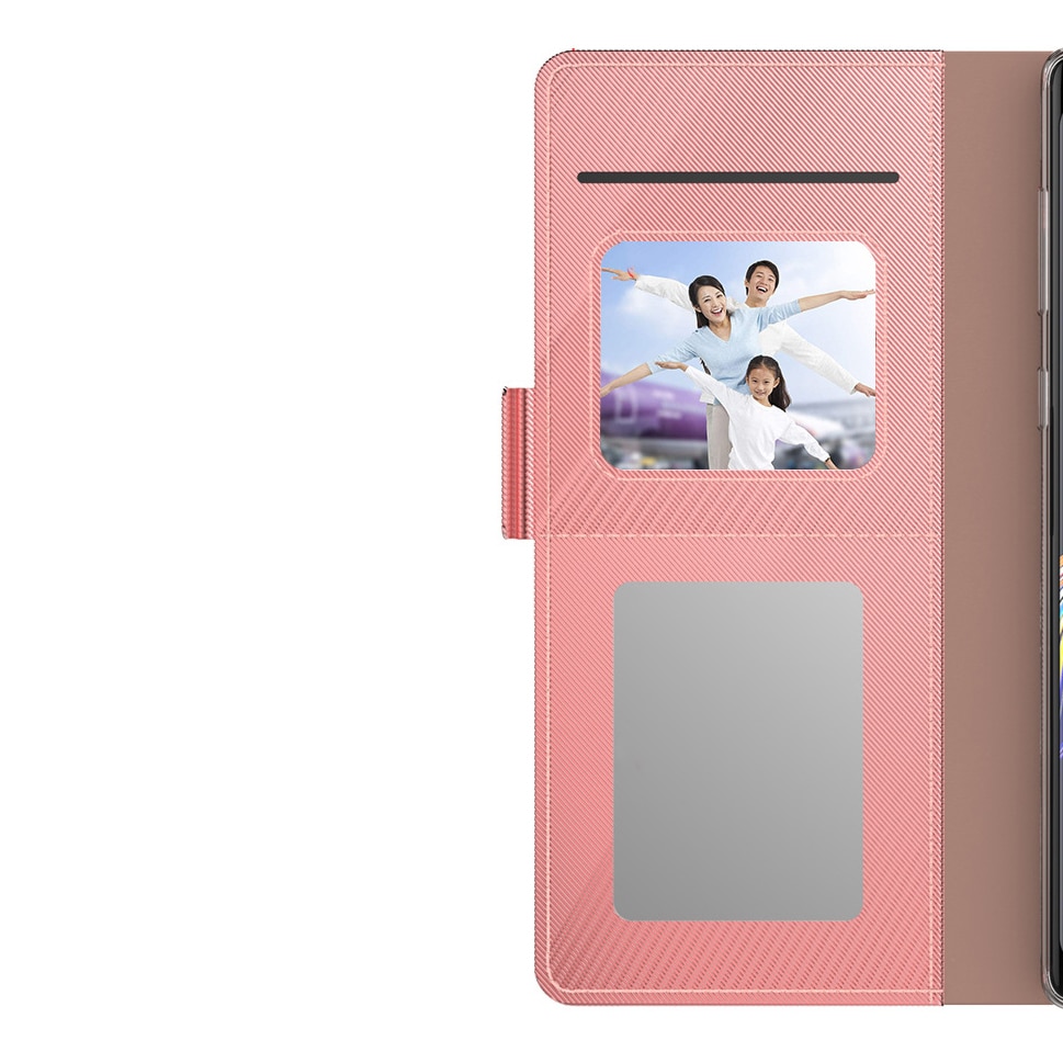 Custodia a portafoglio Specchio iPhone 14 rosa dorato