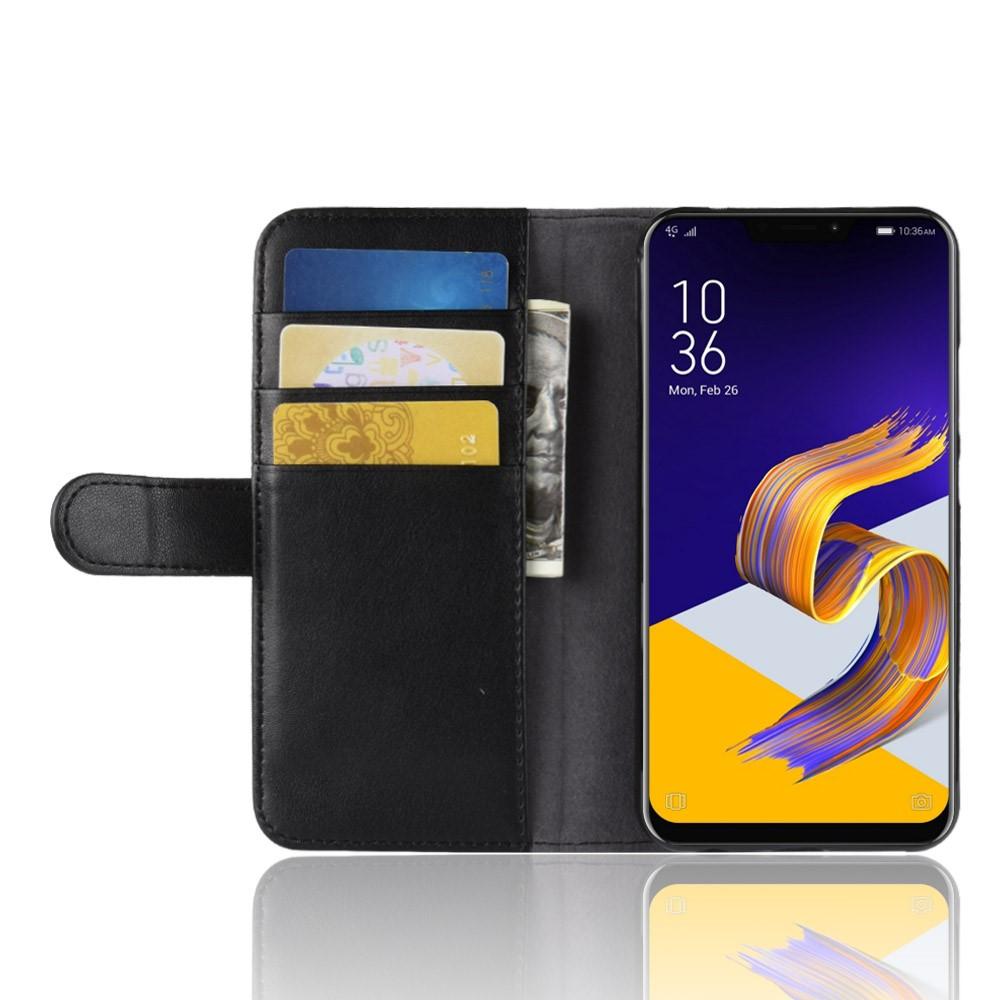 Custodia a portafoglio in vera pelle Asus ZenFone 5/5Z, nero