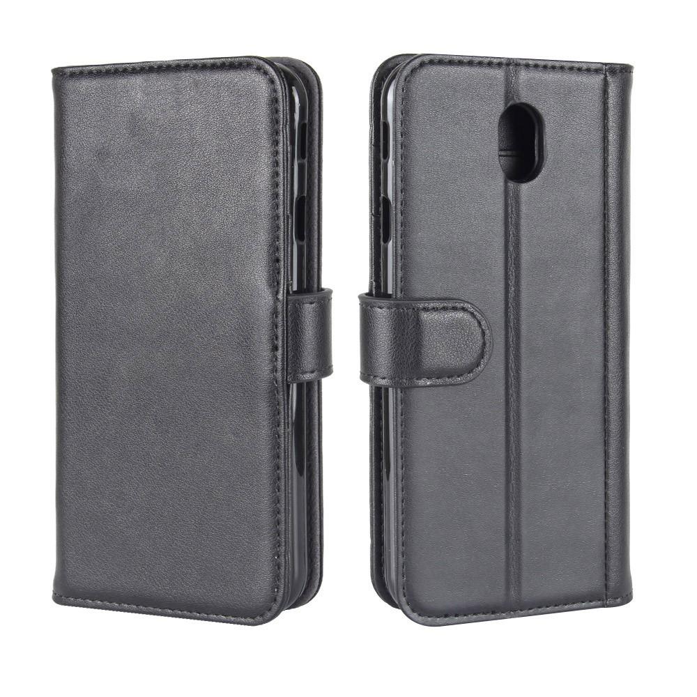 Custodia a portafoglio in vera pelle Samsung Galaxy J3 2017, Nero