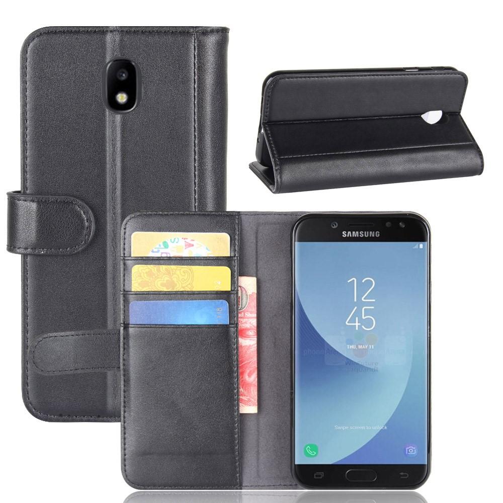 Custodia a portafoglio in vera pelle Samsung Galaxy J5 2017, nero