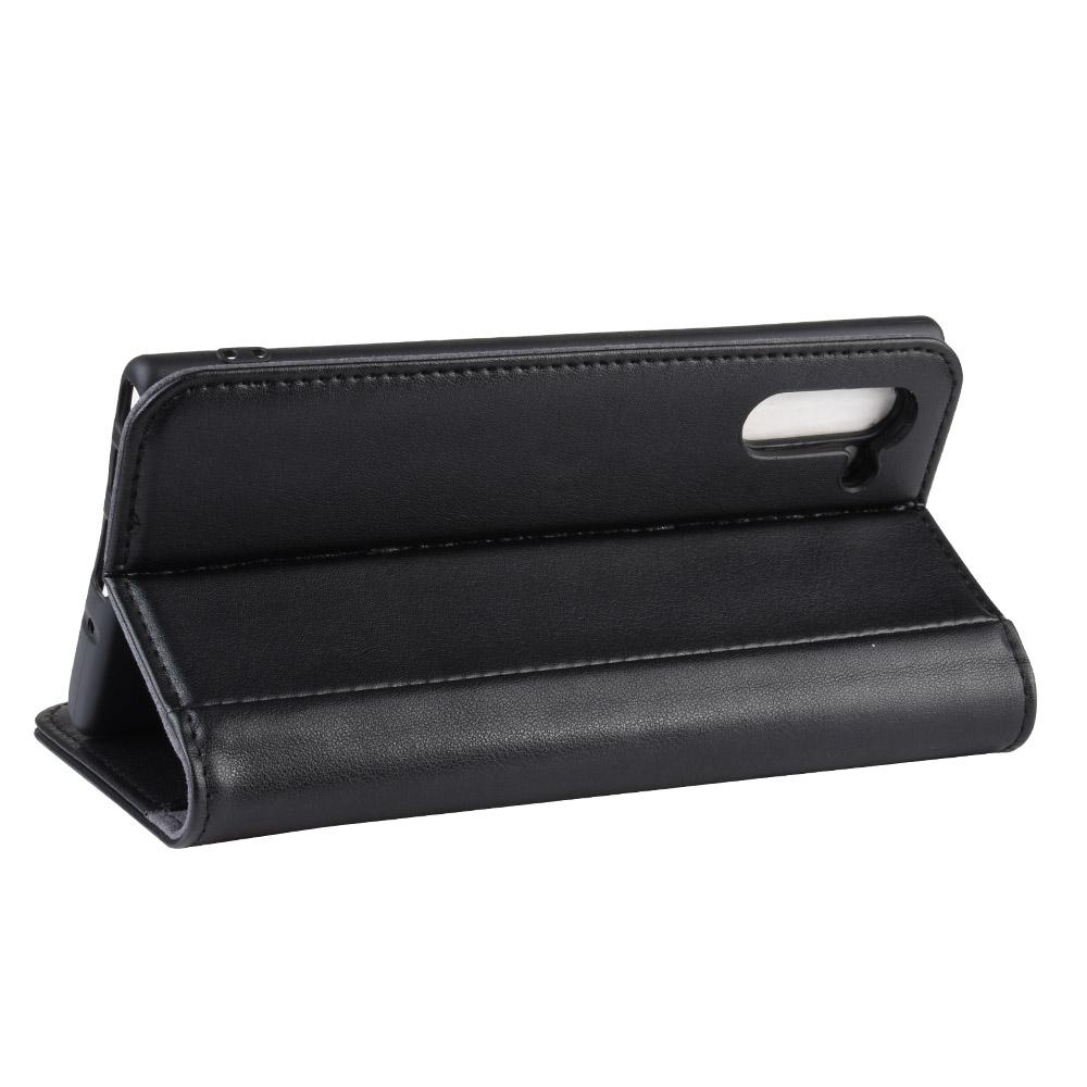 Custodia a portafoglio in vera pelle Samsung Galaxy Note 10, Nero