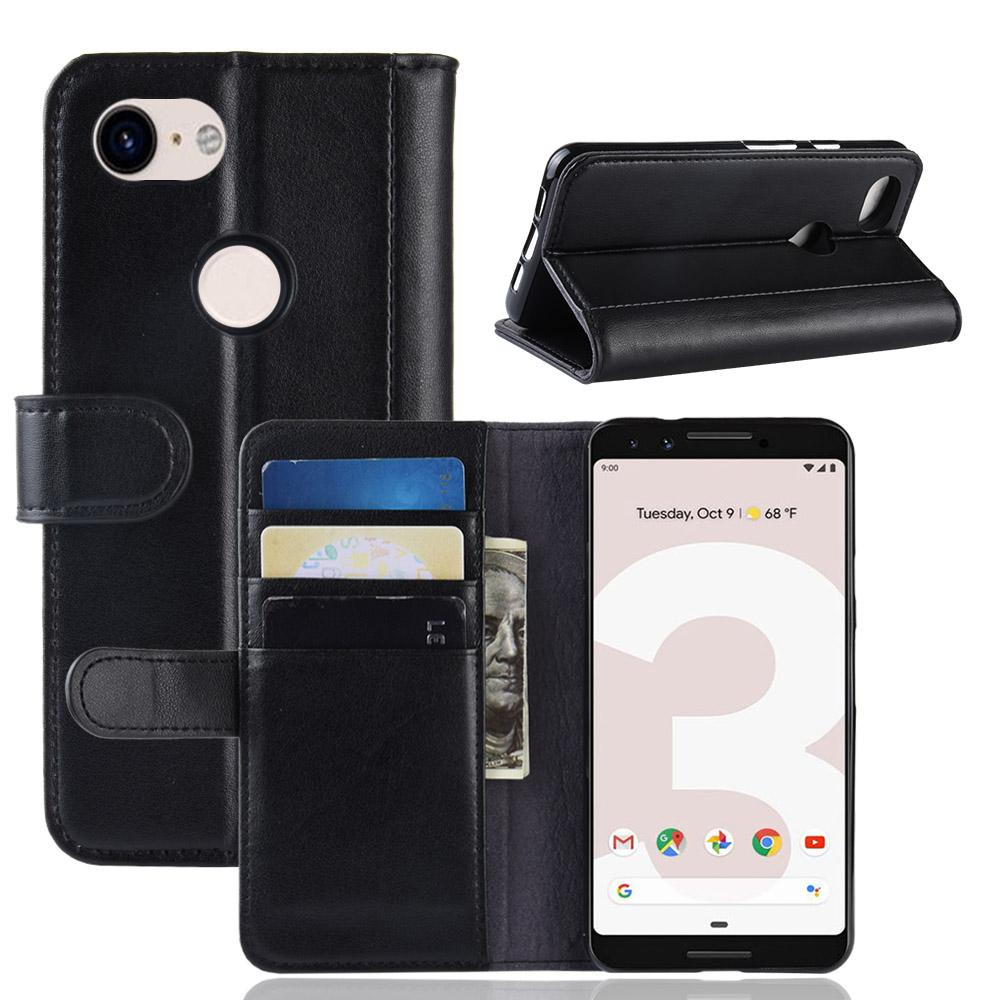 Custodia a portafoglio in vera pelle Google Pixel 3a, Nero