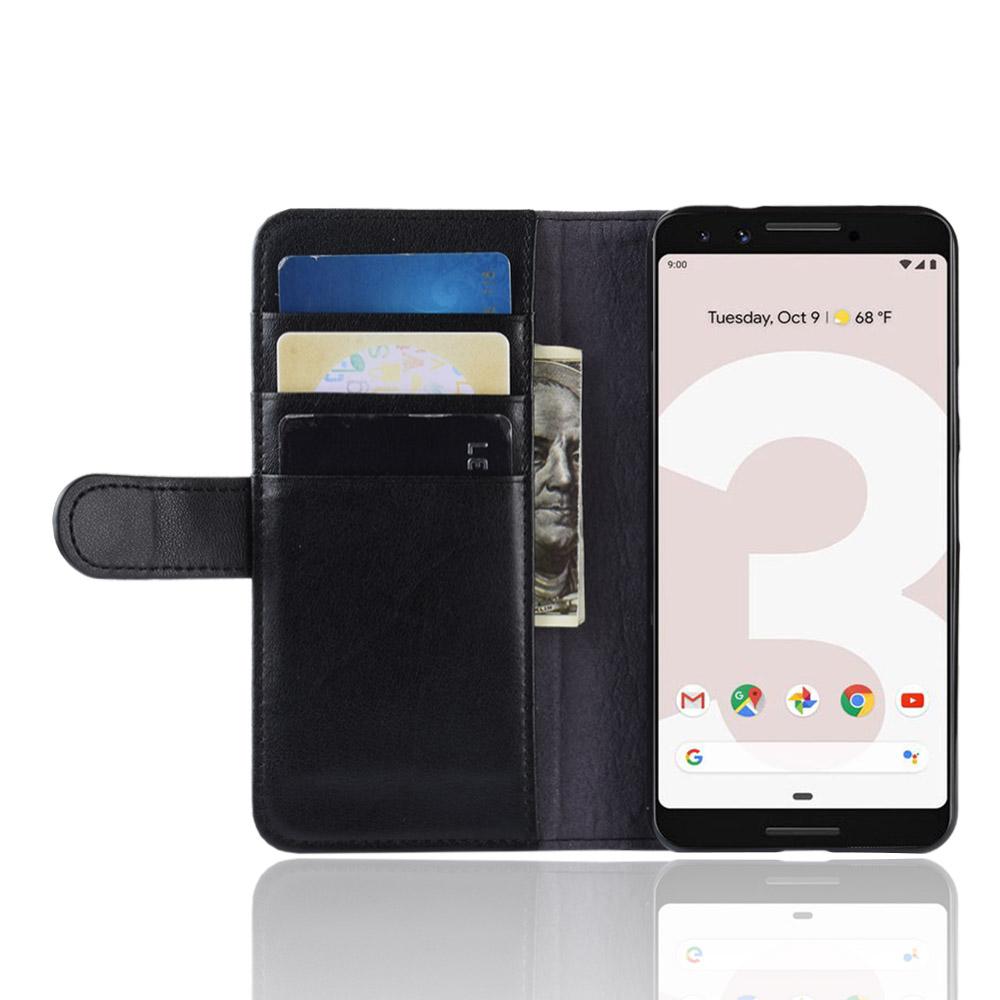 Custodia a portafoglio in vera pelle Google Pixel 3a, Nero