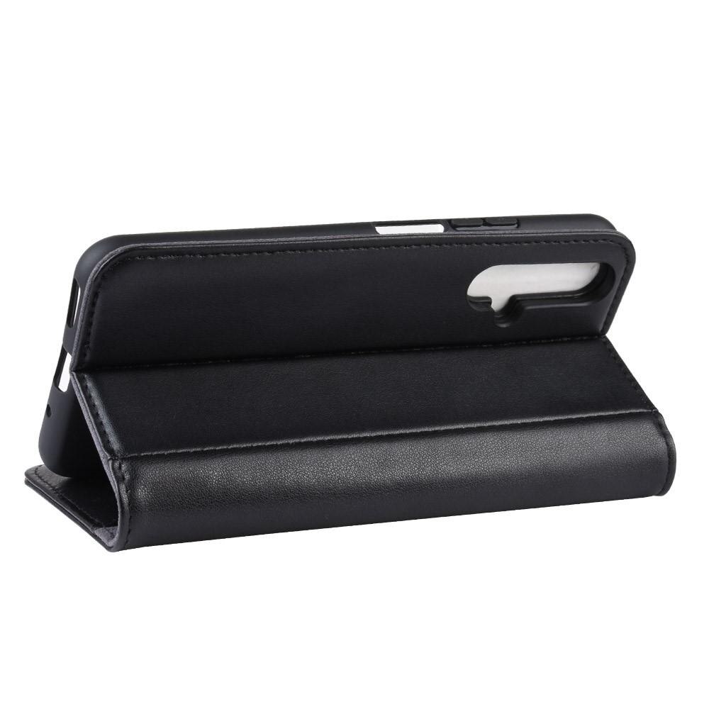 Custodia a portafoglio in vera pelle Huawei Honor 20, Nero