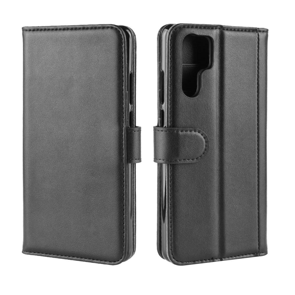 Custodia a portafoglio in vera pelle Huawei P30 Pro, Nero