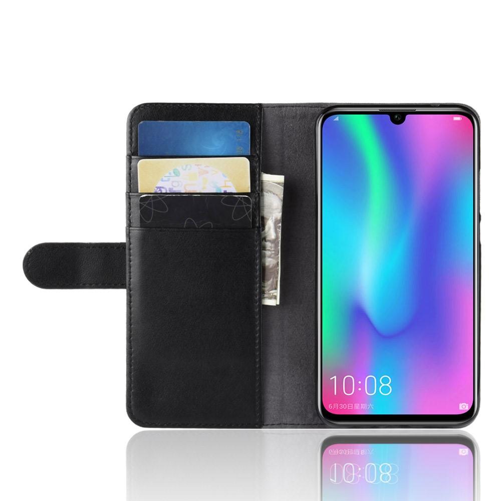 Custodia a portafoglio in vera pelle Huawei P Smart 2019, nero