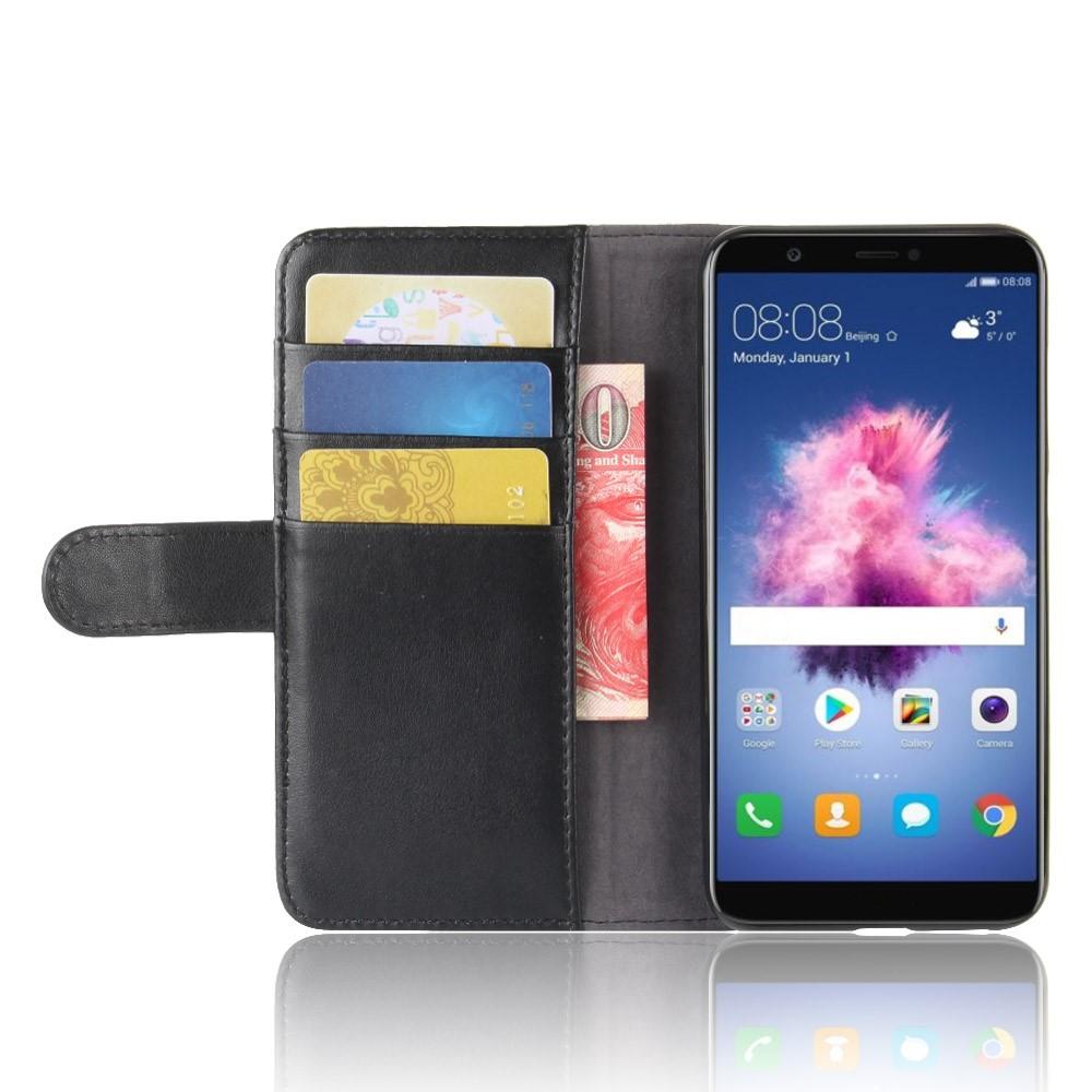 Custodia a portafoglio in vera pelle Huawei P Smart, nero