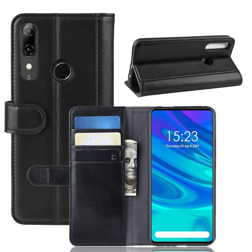 Custodia a portafoglio in vera pelle Huawei P Smart Z, nero