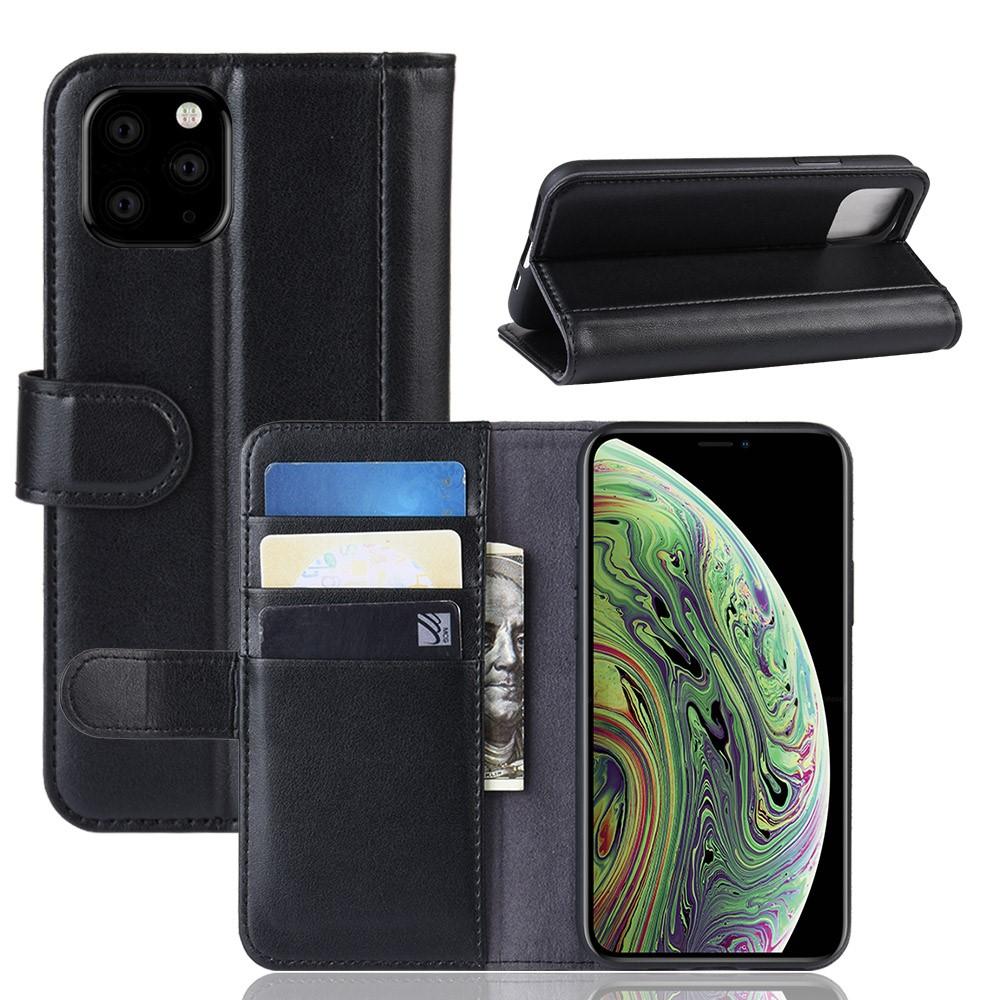 Custodia a portafoglio in vera pelle iPhone 11 Pro, nero