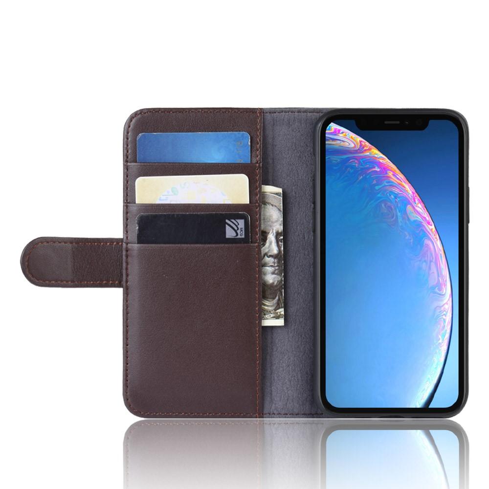 Custodia a portafoglio in vera pelle iPhone 11, marrone