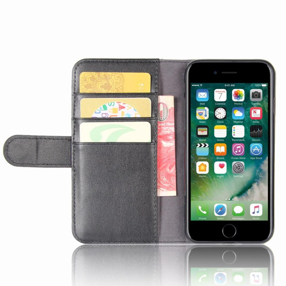 Custodia a portafoglio in vera pelle iPhone 7, nero