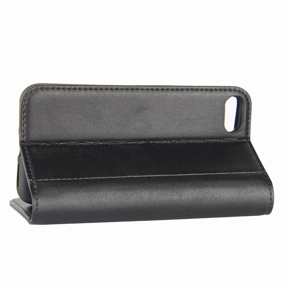 Custodia a portafoglio in vera pelle iPhone SE (2020), nero