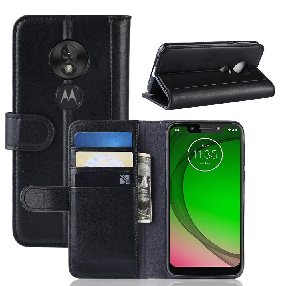 Custodia a portafoglio in vera pelle Motorola Moto G7 Play, nero