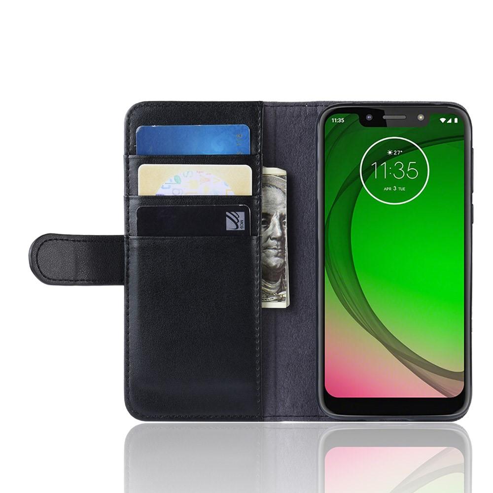 Custodia a portafoglio in vera pelle Motorola Moto G7 Play, Nero