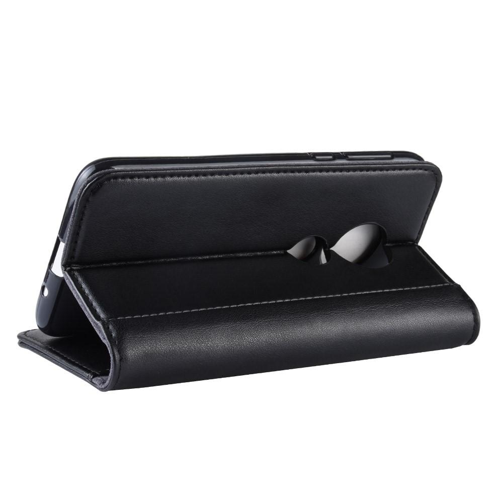 Custodia a portafoglio in vera pelle Motorola Moto G7 Play, Nero