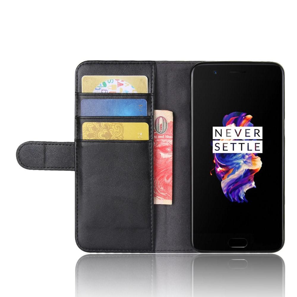 Custodia a portafoglio in vera pelle  OnePlus 5, Nero