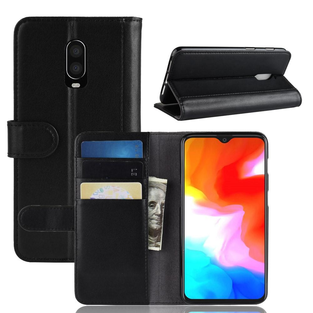 Custodia a portafoglio in vera pelle  OnePlus 6T, Nero