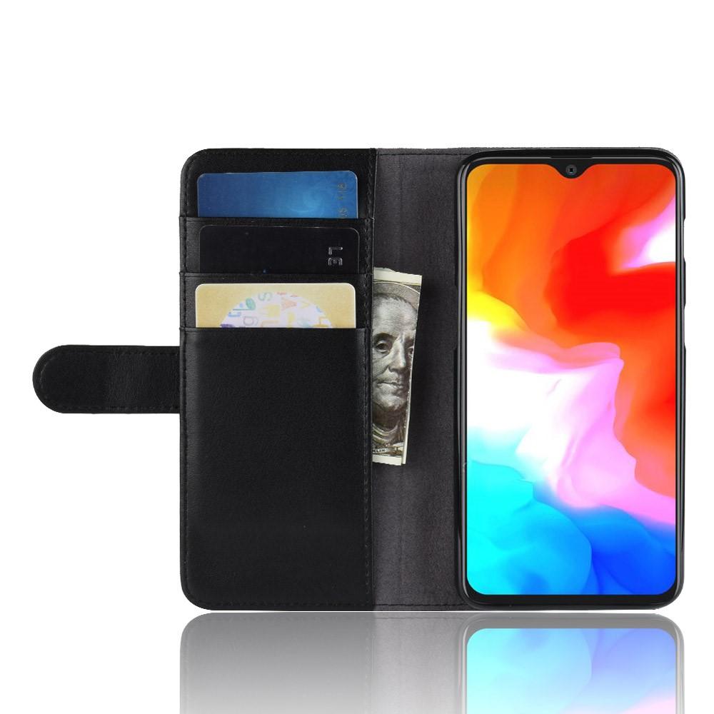 Custodia a portafoglio in vera pelle OnePlus 6T, nero