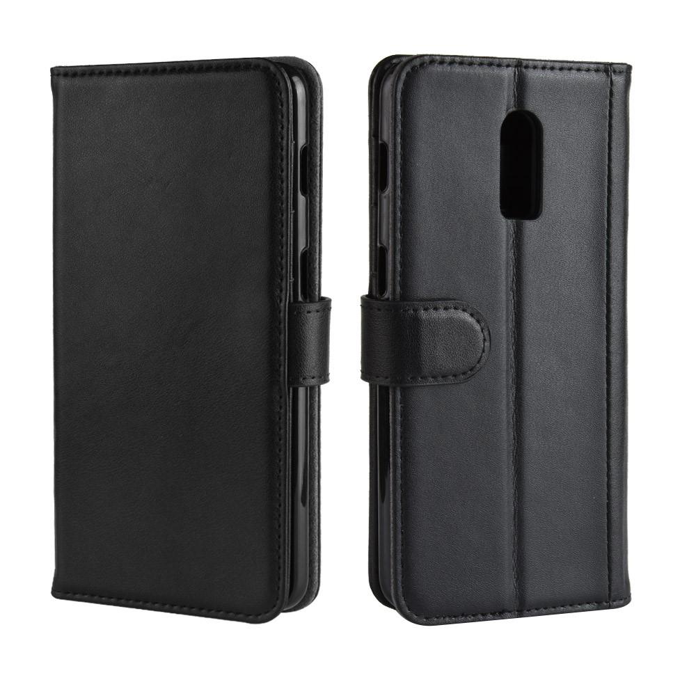 Custodia a portafoglio in vera pelle OnePlus 6T, nero