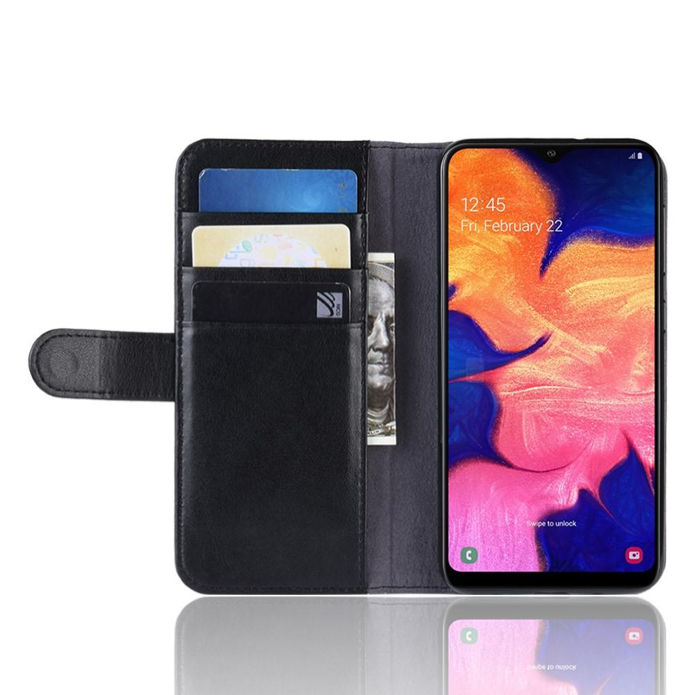 Custodia a portafoglio in vera pelle Samsung Galaxy A10, Nero