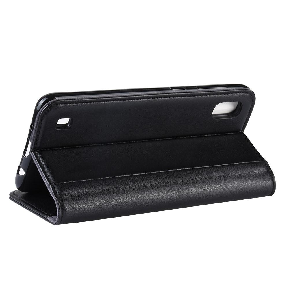 Custodia a portafoglio in vera pelle Samsung Galaxy A10, Nero