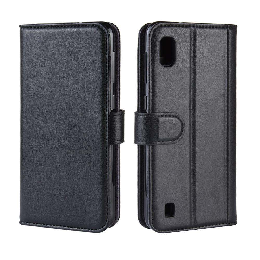 Custodia a portafoglio in vera pelle Samsung Galaxy A10, Nero