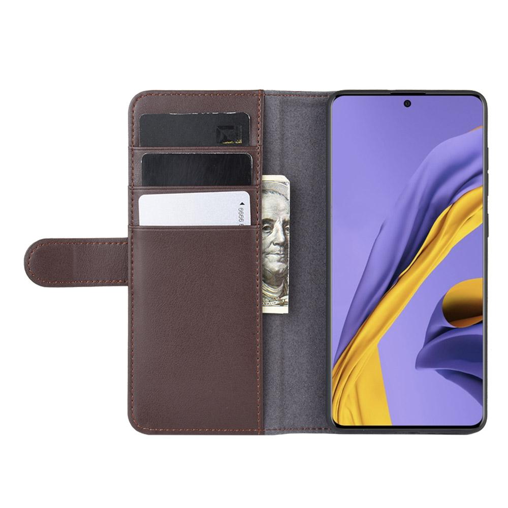 Custodia a portafoglio in vera pelle Samsung Galaxy A51, marrone