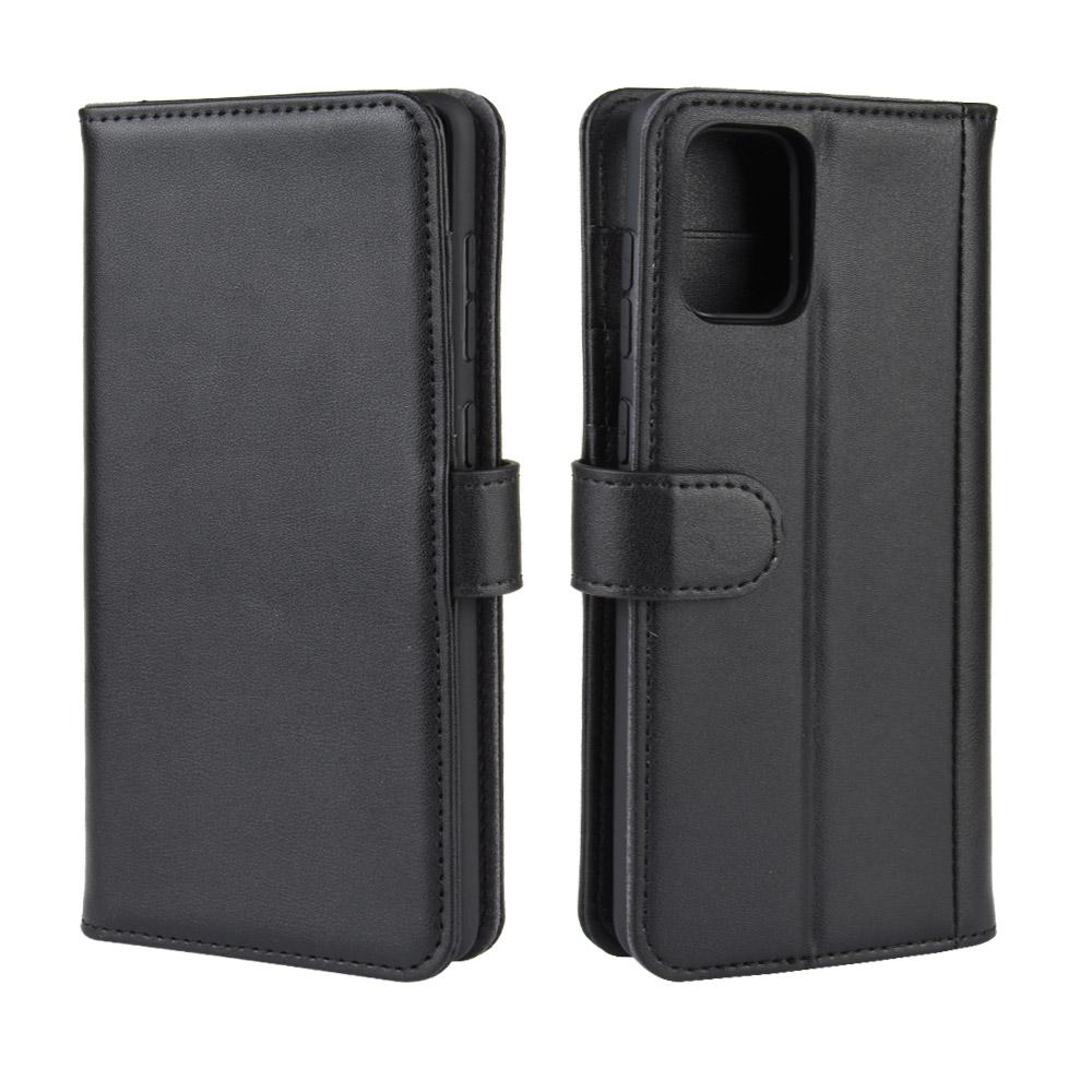 Custodia a portafoglio in vera pelle Samsung Galaxy A51, nero