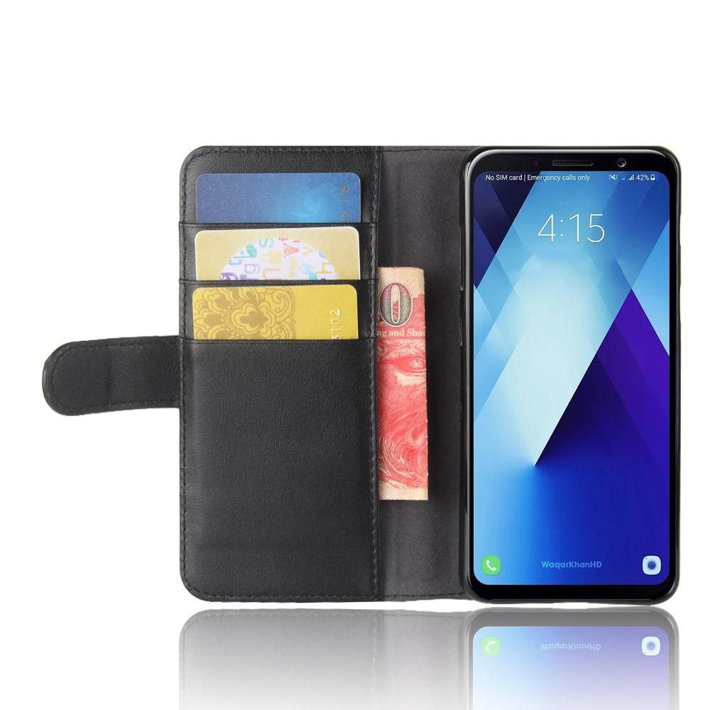 Custodia a portafoglio in vera pelle Samsung Galaxy A8 2018, nero