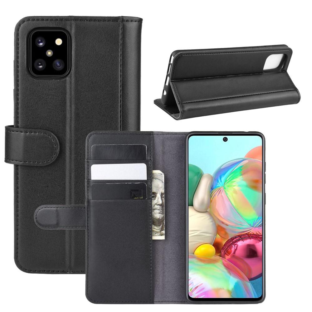 Custodia a portafoglio in vera pelle Samsung Galaxy Note 10 Lite, nero