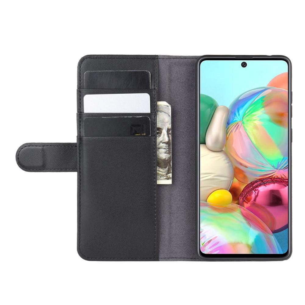 Custodia a portafoglio in vera pelle Samsung Galaxy Note 10 Lite, nero