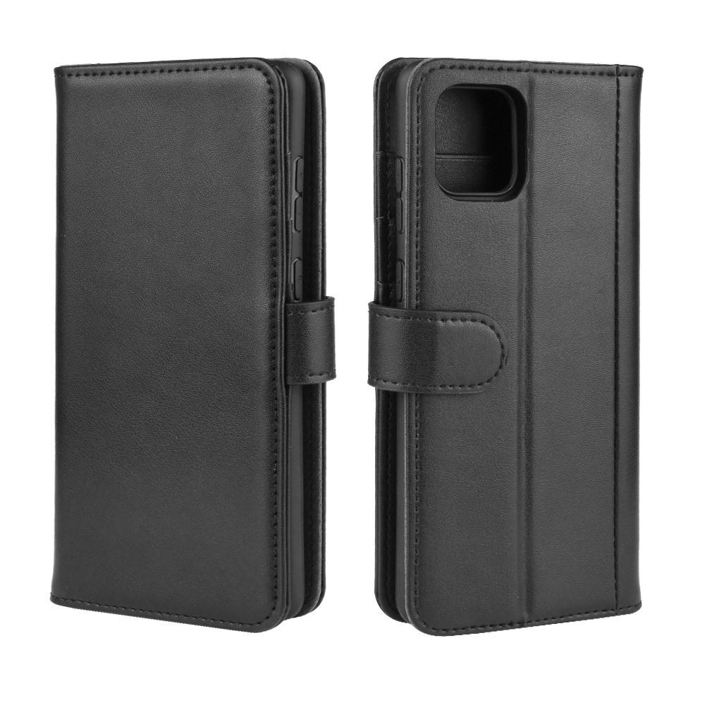 Custodia a portafoglio in vera pelle Samsung Galaxy Note 10 Lite, nero