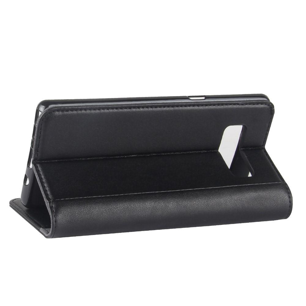 Custodia a portafoglio in vera pelle Samsung Galaxy Note 8, Nero