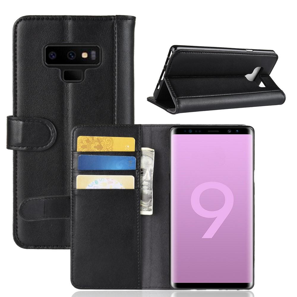 Custodia a portafoglio in vera pelle Samsung Galaxy Note 9, Nero