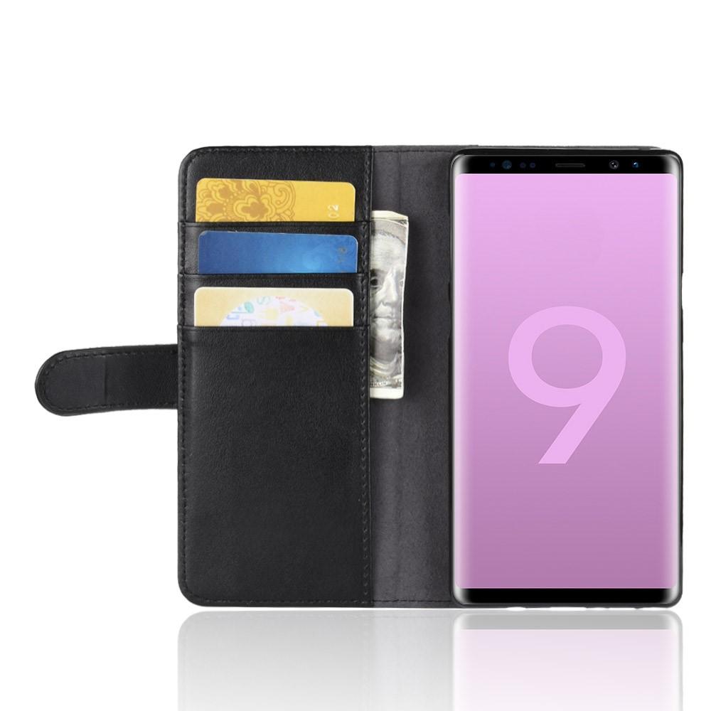 Custodia a portafoglio in vera pelle Samsung Galaxy Note 9, Nero