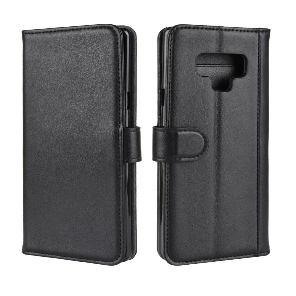 Custodia a portafoglio in vera pelle Samsung Galaxy Note 9, Nero