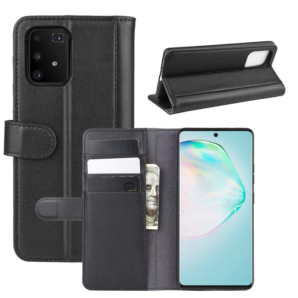 Custodia a portafoglio in vera pelle Samsung Galaxy S10 Lite, nero