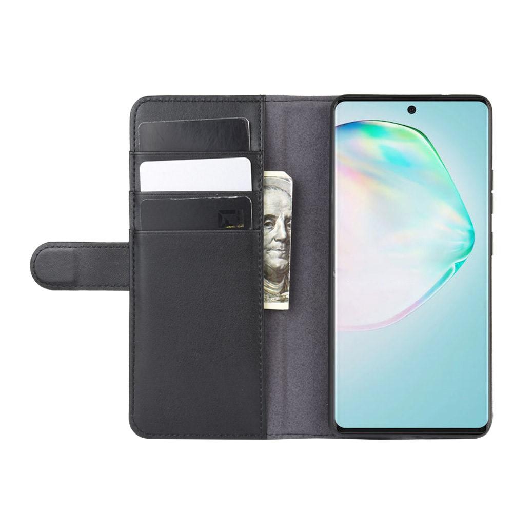 Custodia a portafoglio in vera pelle Samsung Galaxy S10 Lite, nero