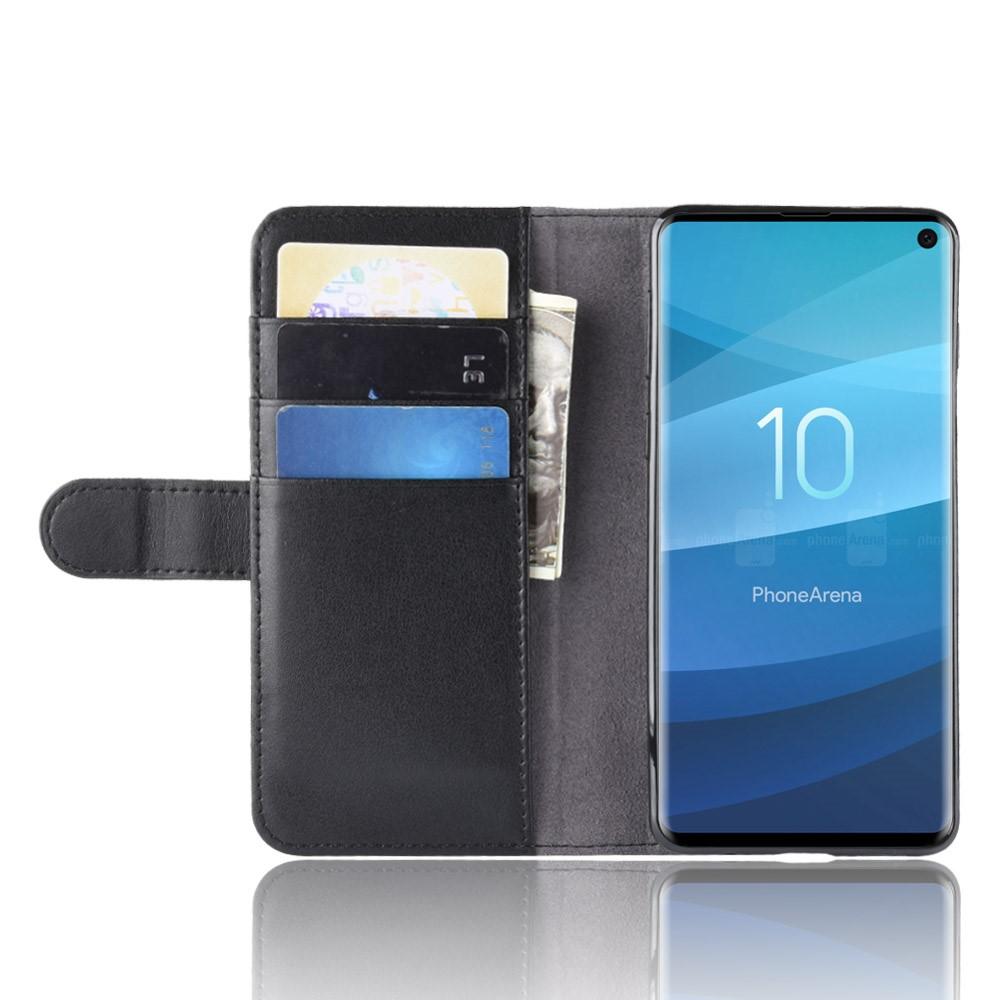 Custodia a portafoglio in vera pelle Samsung Galaxy S10, nero