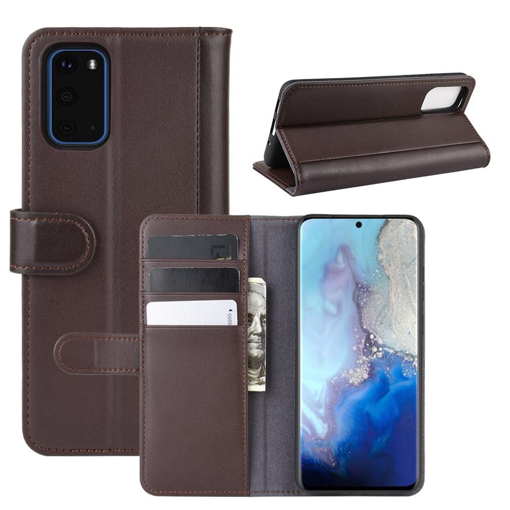 Custodia a portafoglio in vera pelle Samsung Galaxy S20, Marrone