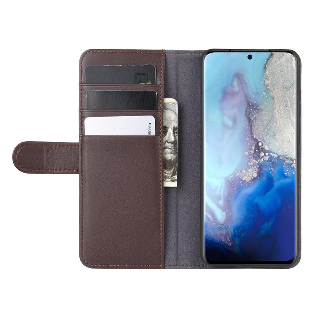 Custodia a portafoglio in vera pelle Samsung Galaxy S20, marrone