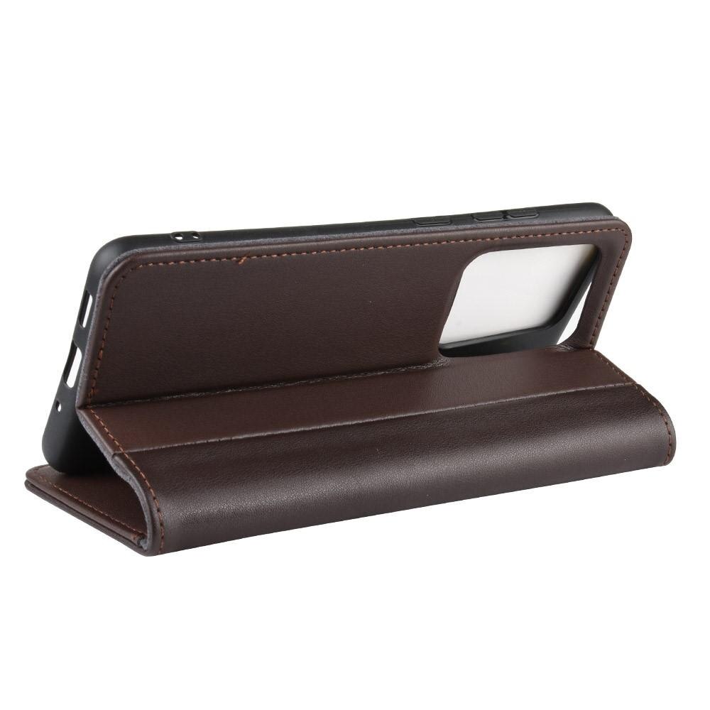Custodia a portafoglio in vera pelle Samsung Galaxy S20 Ultra, Marrone