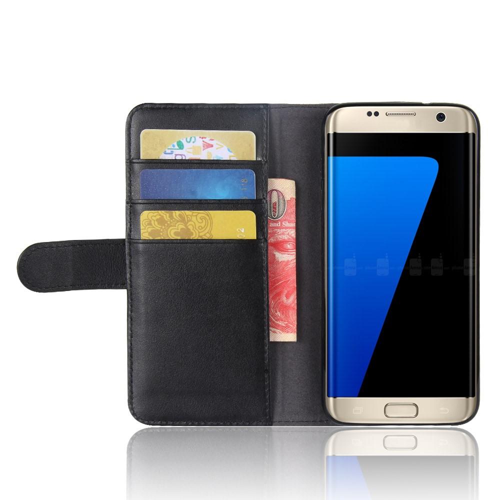 Custodia a portafoglio in vera pelle Samsung Galaxy S7 Edge, nero